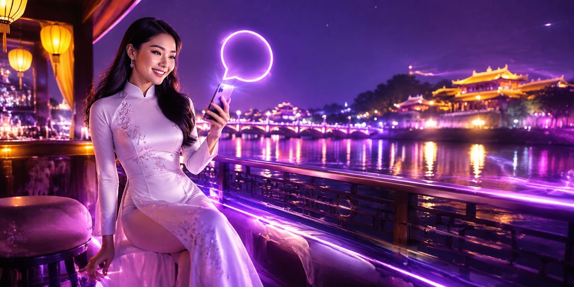 Người chơi cá cược thể thao bên dòng sông Hương, Huế mặc áo dài truyền thống